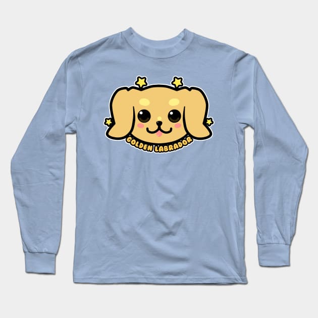 KAWAII Golden Labrador Dog Face Long Sleeve T-Shirt by TechraNova